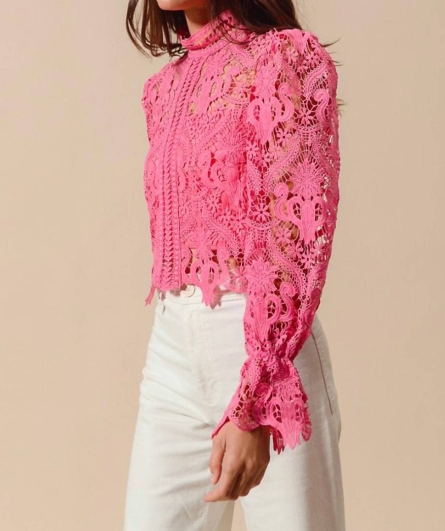 So Me - Floral Lace Romantic Blouse Top With Back Zipper Closure