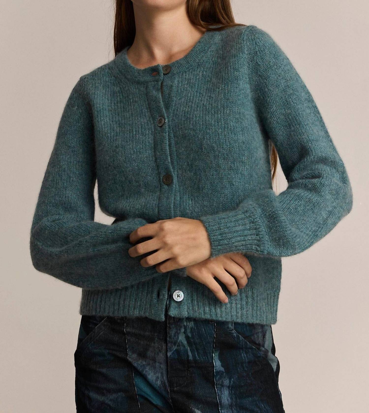 M.PATMOS Lydia Crewneck Cardigan in mineral - women's cardigan
