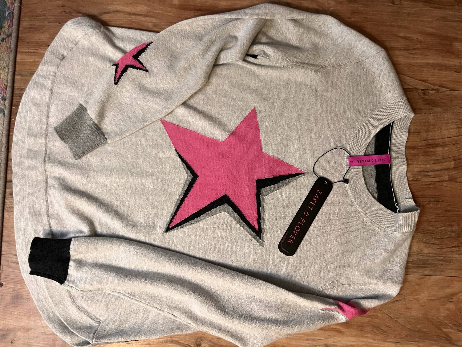 ZAKET & PLOVER Women's Stars Stripes Sweater in marl - women's sweater - detail view