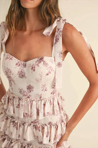 Mable - Floral Print Bustier Midi Dress