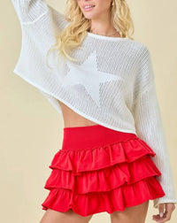 Day + Moon - Star Open Knit Crew Sweater