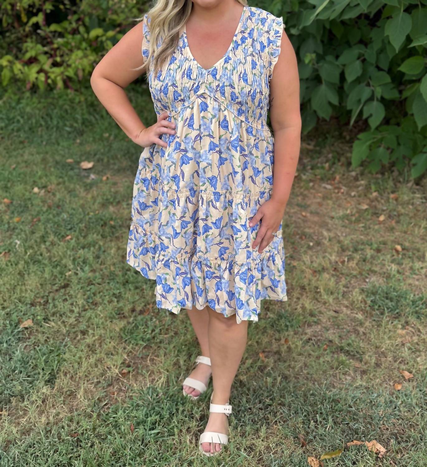 SHE + SKY The Fleur Belle Dress in blue - women's dress