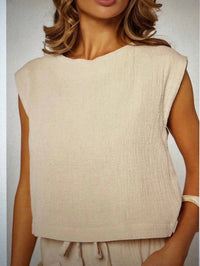 Kylie Paige Cotton Gauze Sleeveless Top in natural - women's blouse - alternate view