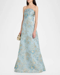 Teri Jon - Sleeveless Metallic Multi Jacquard Gown