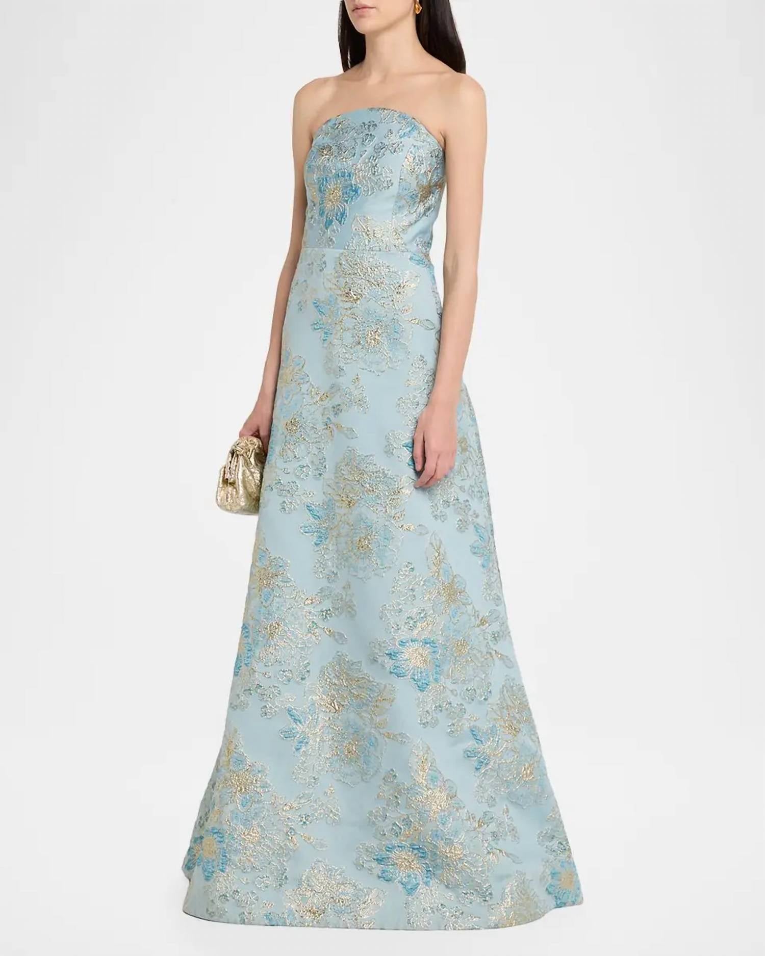 Teri Jon - Sleeveless Metallic Multi Jacquard Gown