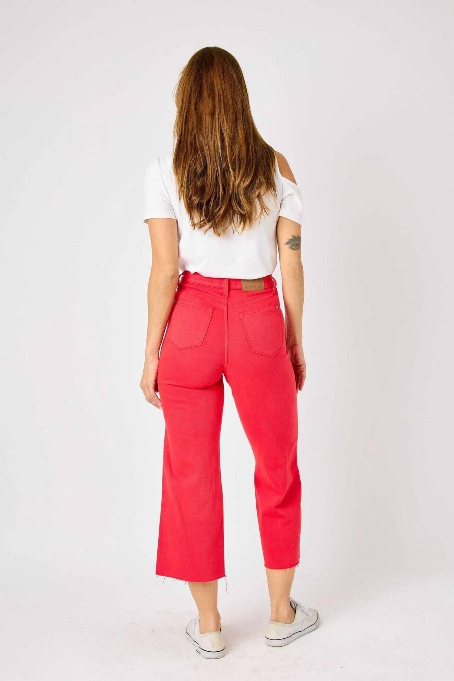 Judy Blue - Tummy Control Crop Wide Leg Jeans