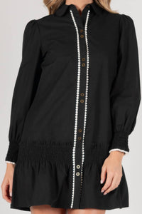Before You - Poplin Button Up Dress W/ Contrast Trim