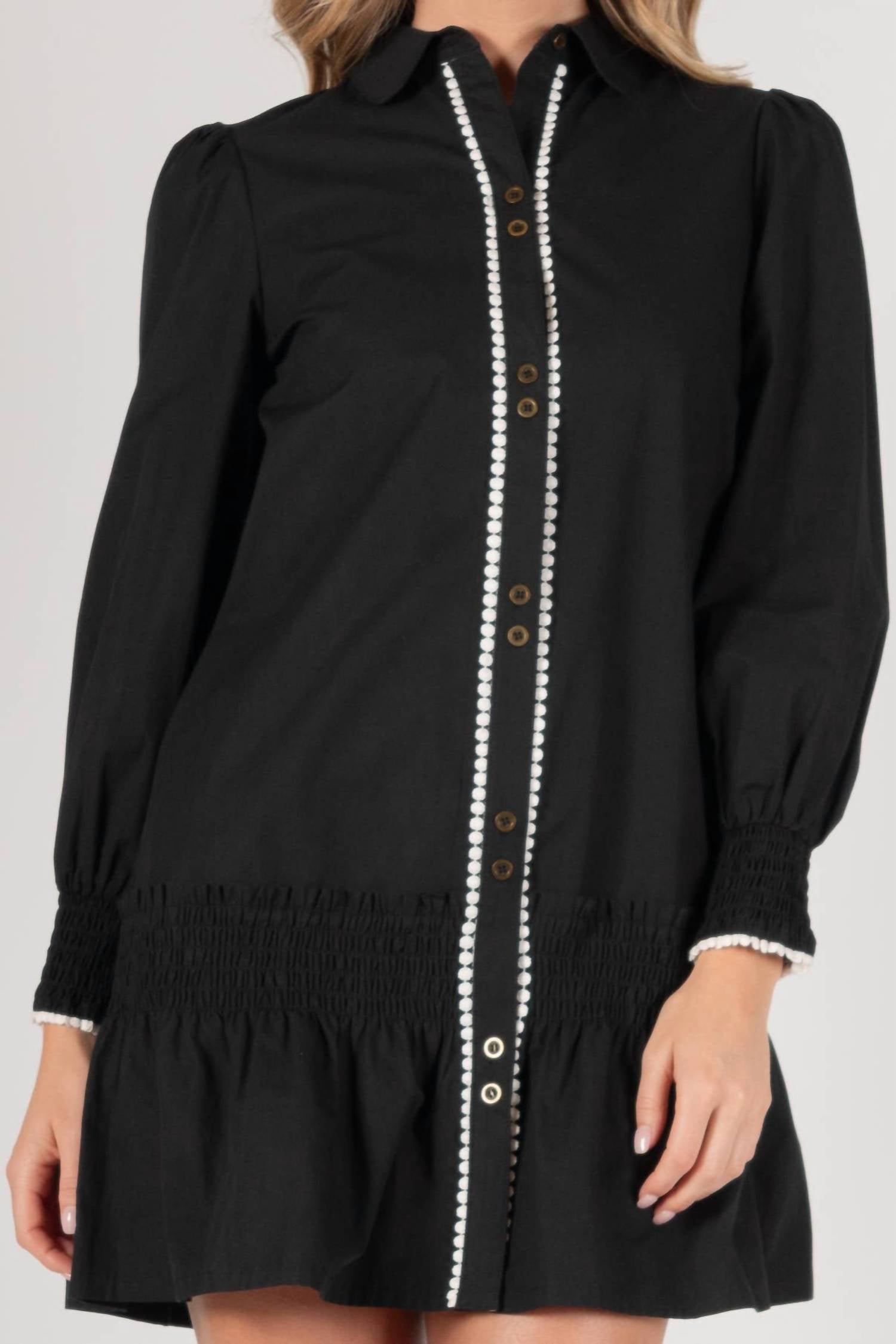 Before You - Poplin Button Up Dress W/ Contrast Trim