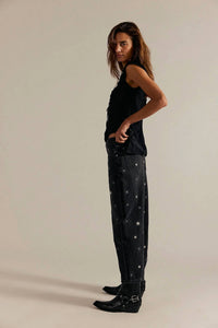 Free People - Deep Trance Shine Embroidered Boyfriend Jeans