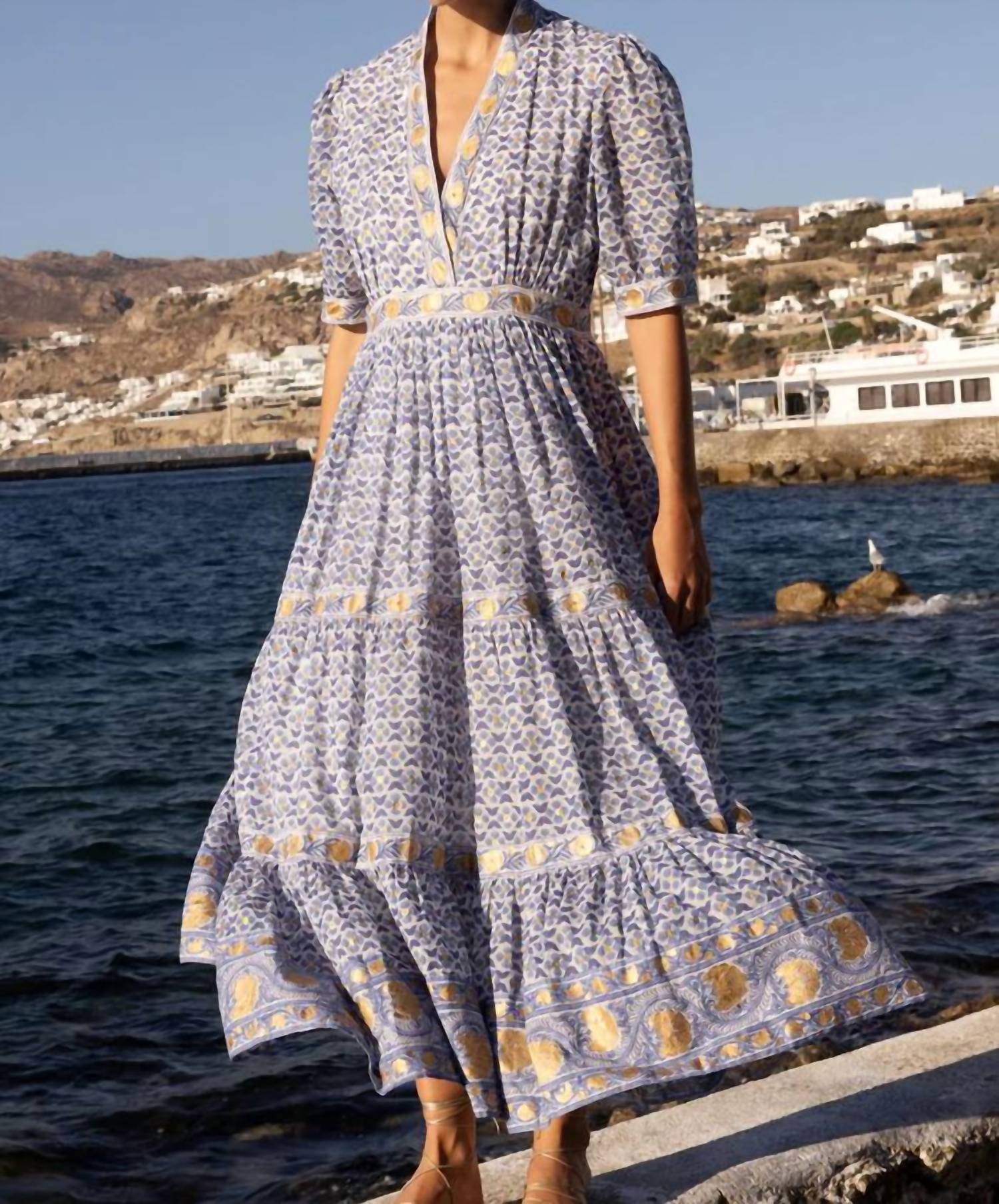 Oliphant - V-Neck Cuffed Maxi Dress