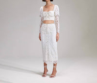 CORD LACE MIDI SKIRT