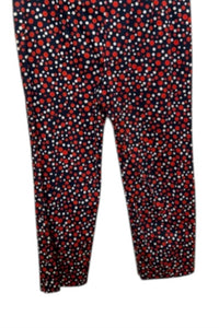 F.L. Malik Women's Bon Voyage Ankle Pant in navy with red and white dots - women's pants - detail view