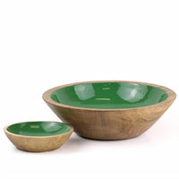 The Royal Standard - Green Enamel And Wood Serving Bowl