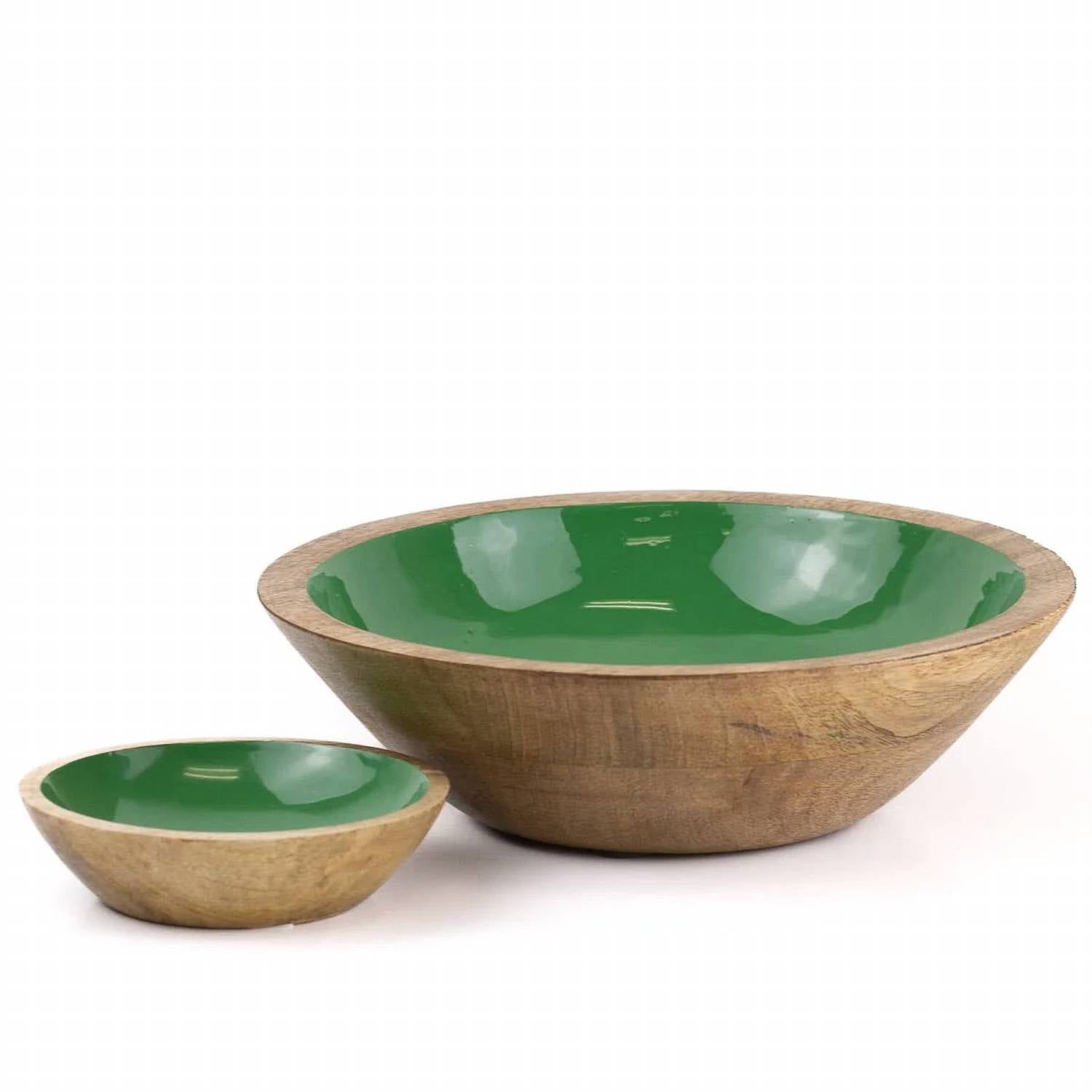 The Royal Standard - Green Enamel And Wood Serving Bowl