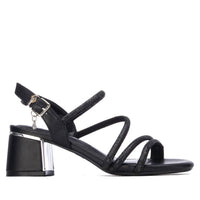 Xti Women's Pu Block Sandal in black - women's sandal - detail view