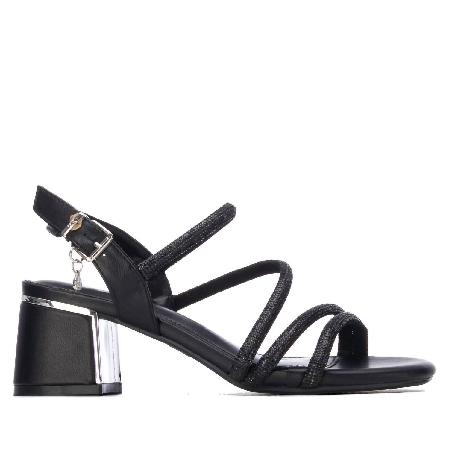 Xti Women's Pu Block Sandal in black - women's sandal - detail view