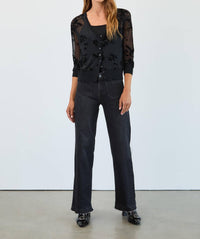 FDJ Two Piece Mesh Cardigan Set in black - women's cardigan - alternate view