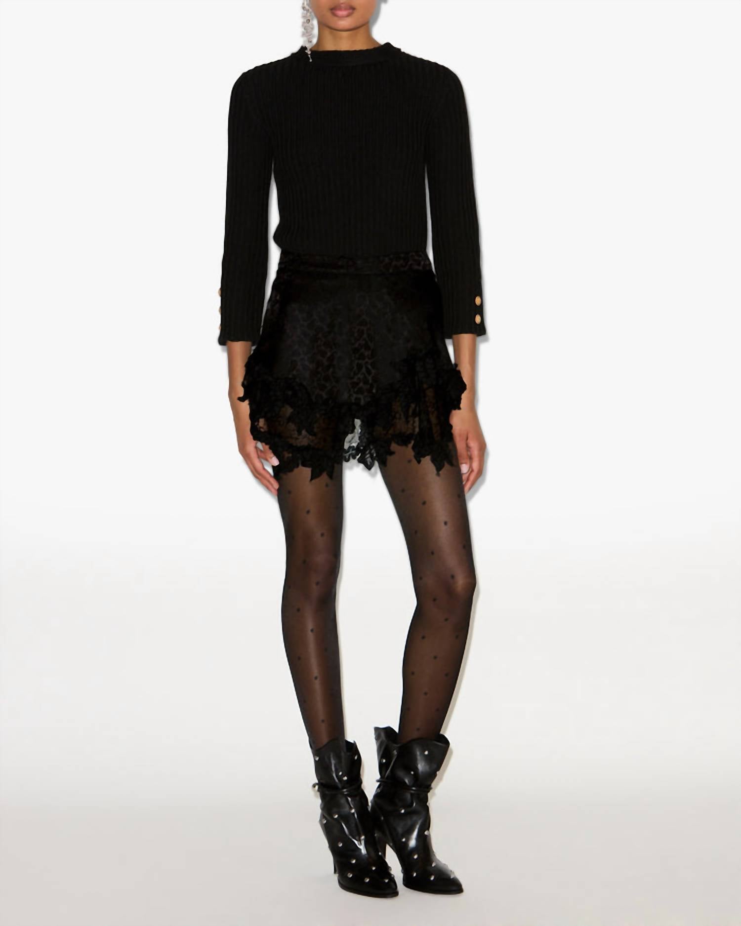 ISABEL MARANT Reana Skirt in black - women's skirt - detail view