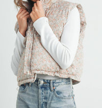 Buttermelon - High Neck Floral Puffer Vest