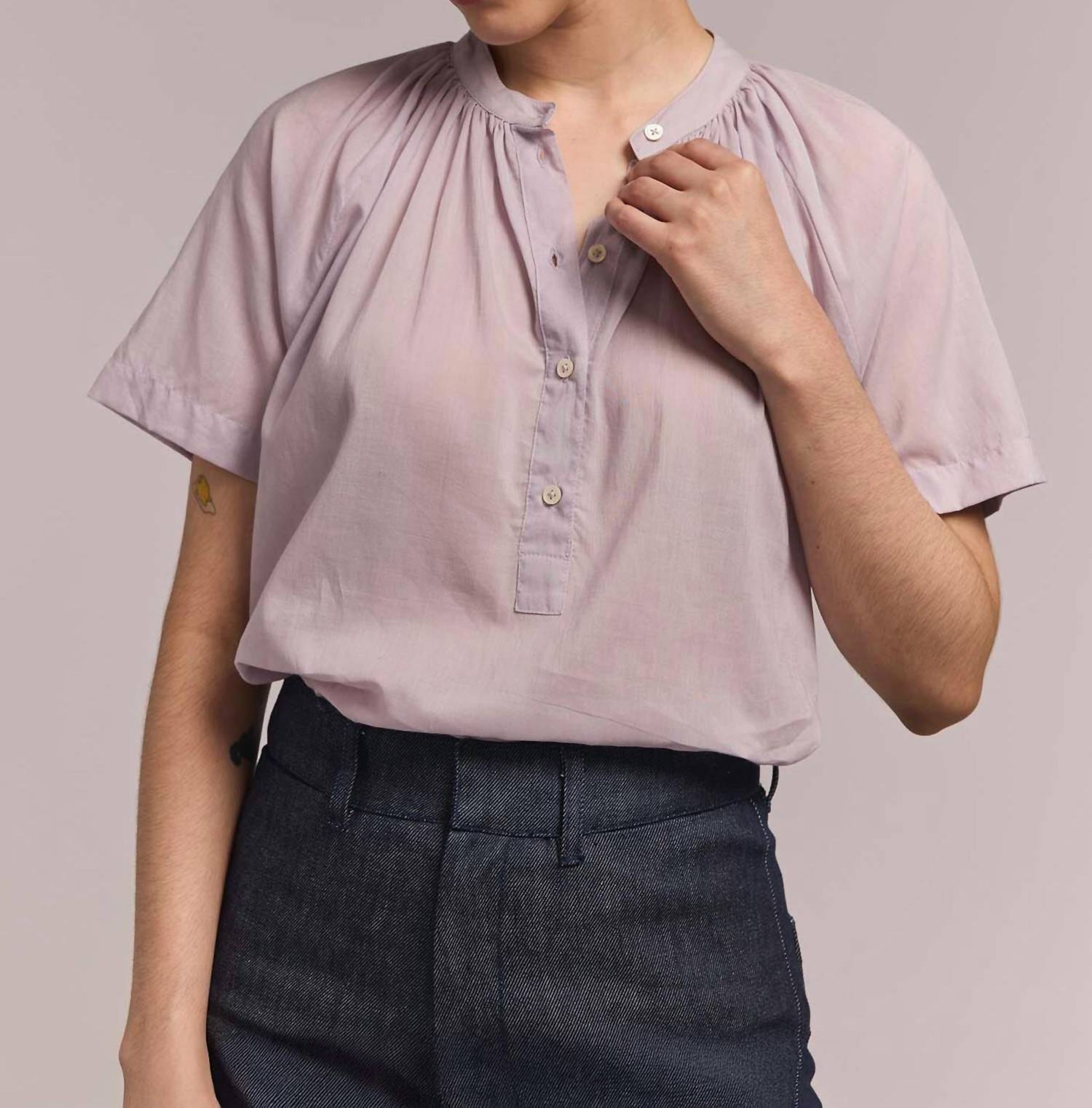 M.PATMOS Perry Button Down Shirt in lavender - women's shirt - view 4