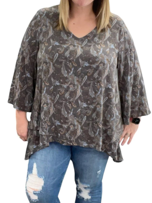 Jade By Jane - Paisley Cross Front Tunic Top