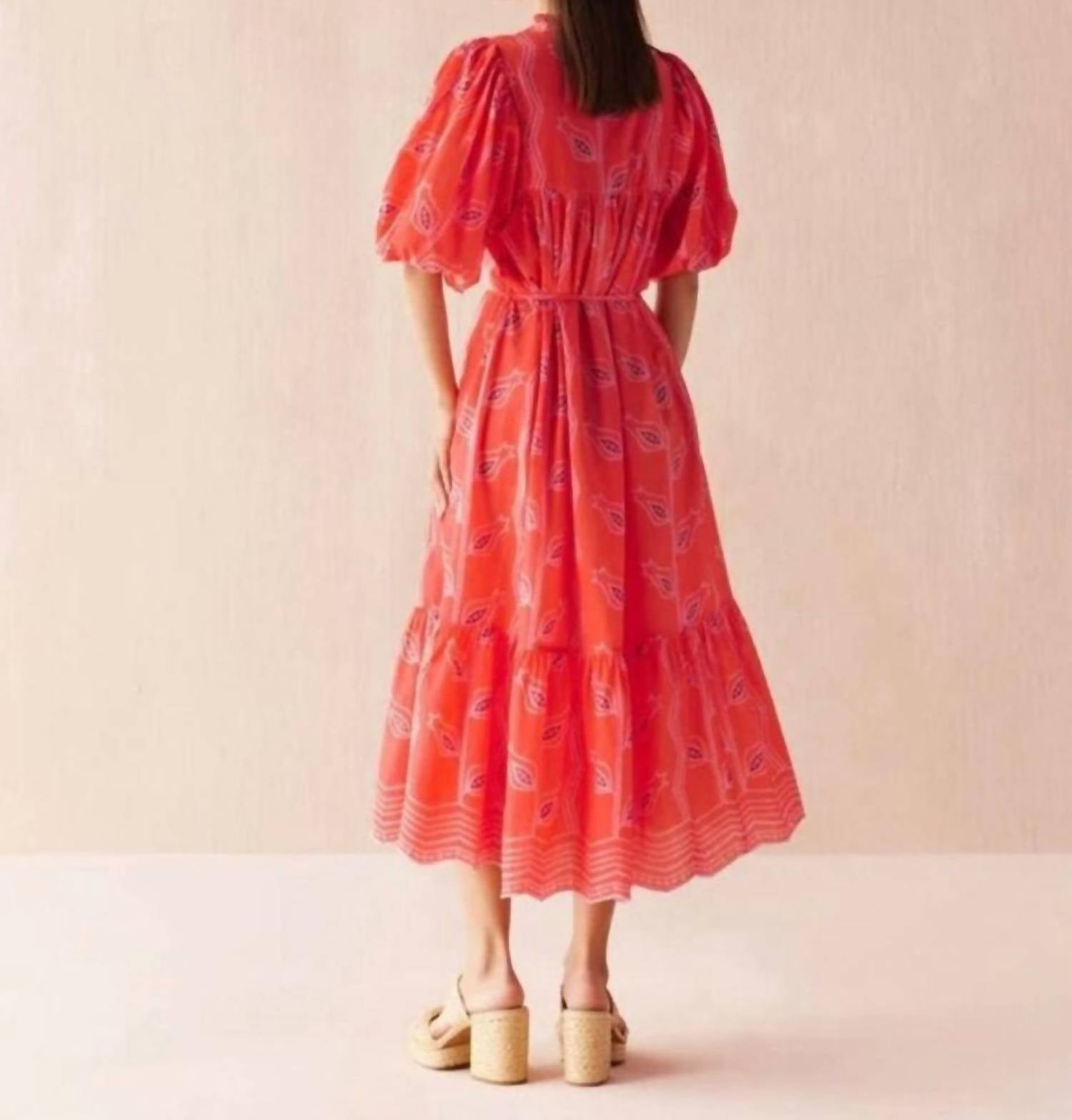 Omika - Vani Papaya Wren Midi Dress