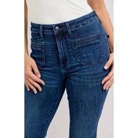 Judy Blue - High Rise Flare Jeans With Front Patch Pockets