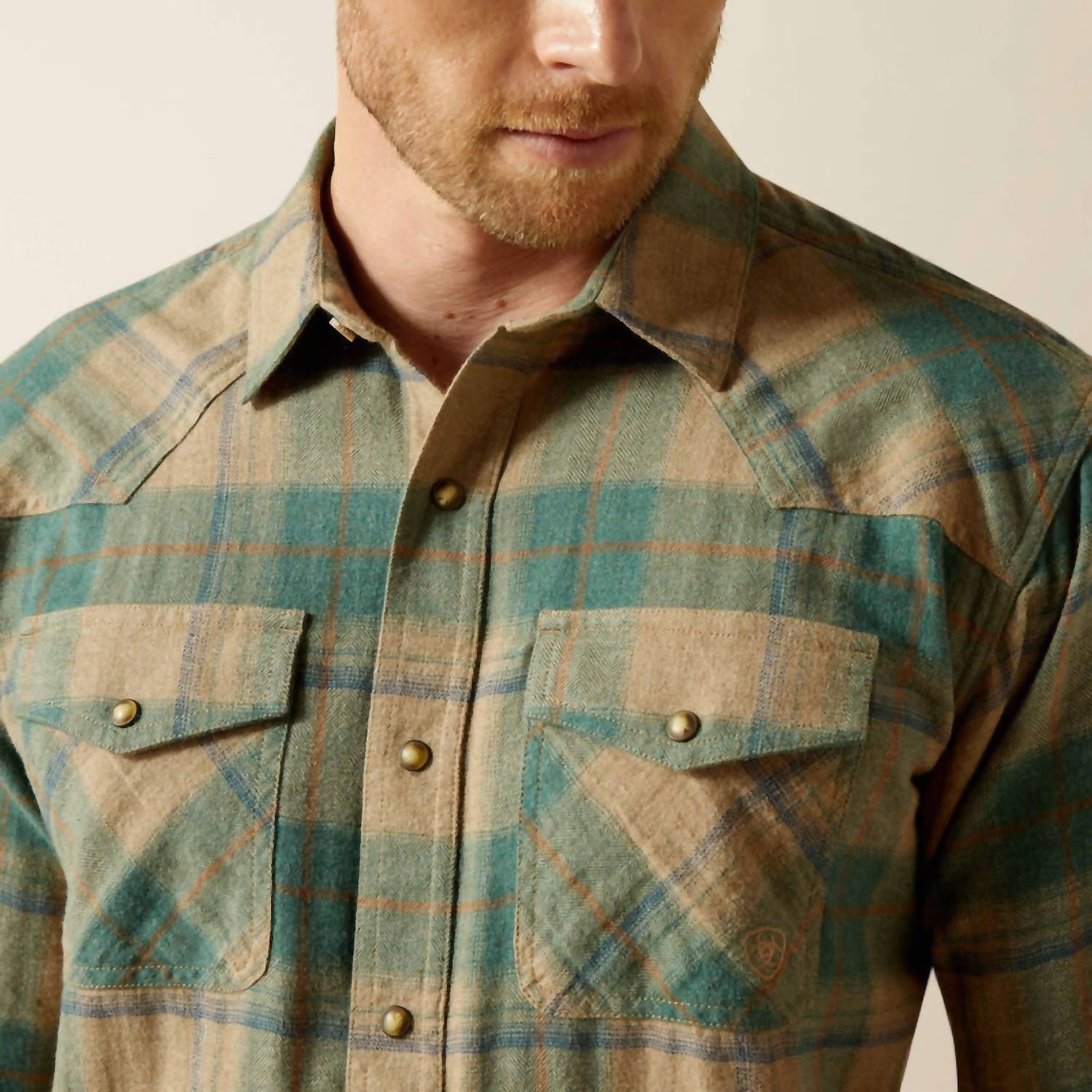 ARIAT Huxlee Retro Fit Snap Front Shirt in olive - men's shirt - alternate view