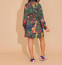 Alden Adair Logan Long Sleeve Mini Dress in animal kingdom - women's dress - detail view