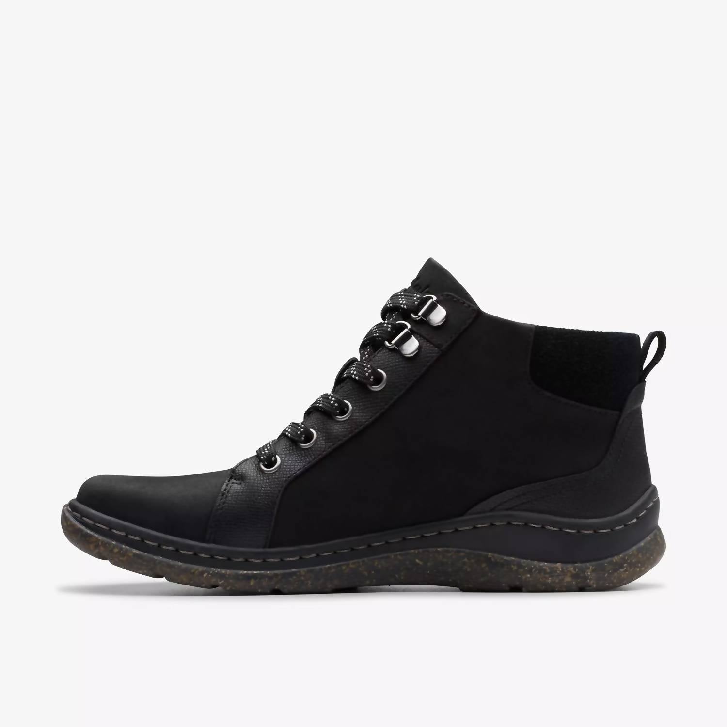 Clarks Women's Orelene Top Waterproof Ankle Boots in black nubuck - women's shoe - detail view