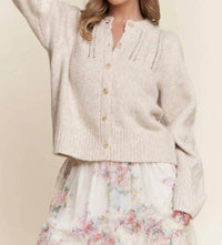 J.Nna - Soft Knit Eyelet Button Cardigan