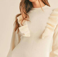 Mable - Front Ruffle Sweater Dress