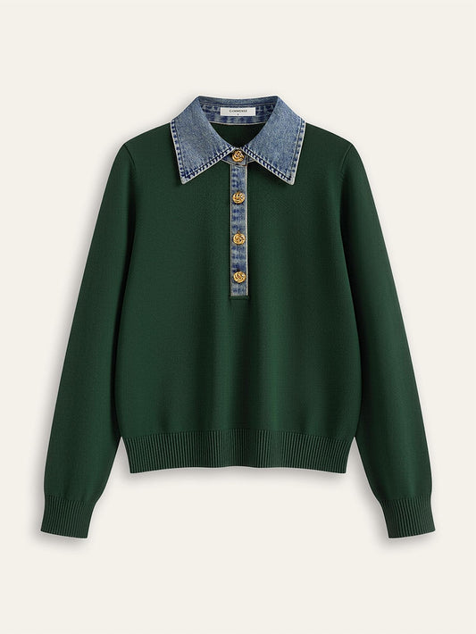 Commense - Denim Wool Knit Top