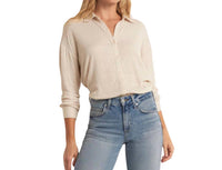 Z Supply Dawson Pucker Knit Shirt in tan - women's shirt - alternate view