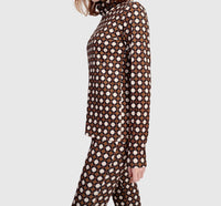 ALEMBIKA Twiggy Turtleneck Top in groove - women's long sleeve top - detail view
