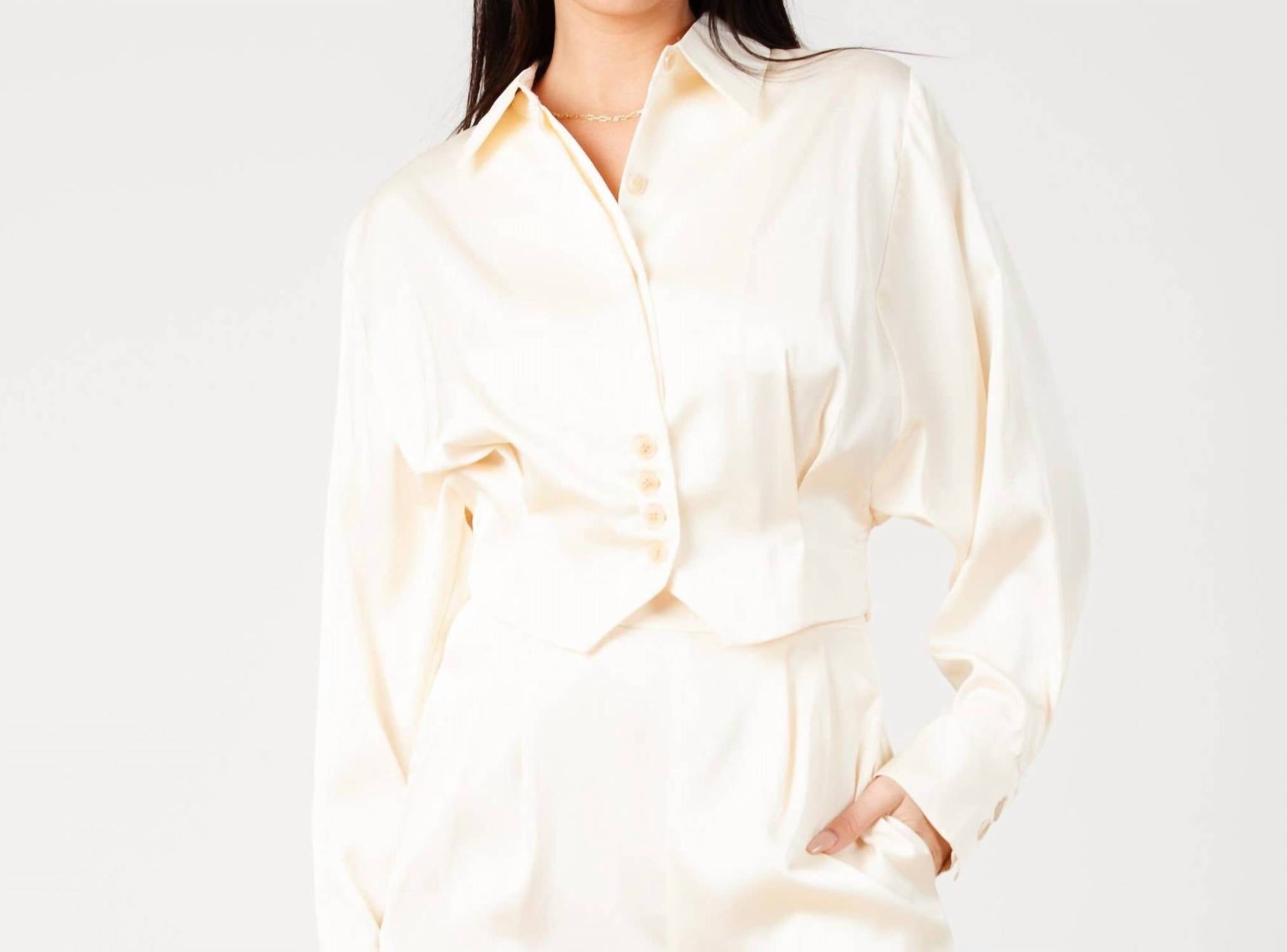 Lucca - Satin Button Down Blouse