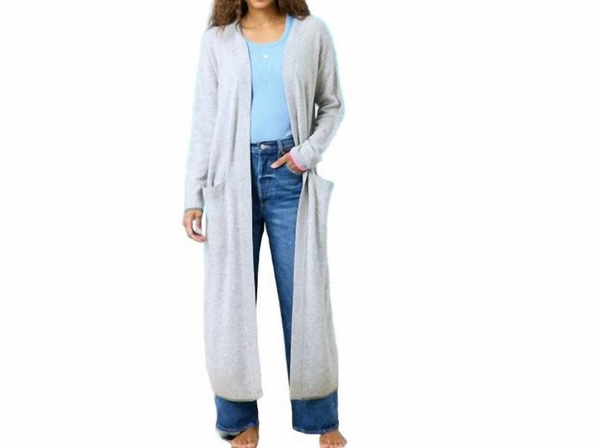 KERRI ROSENTHAL Super Duper Love On Repeat Duster in heather gray - women's cardigan