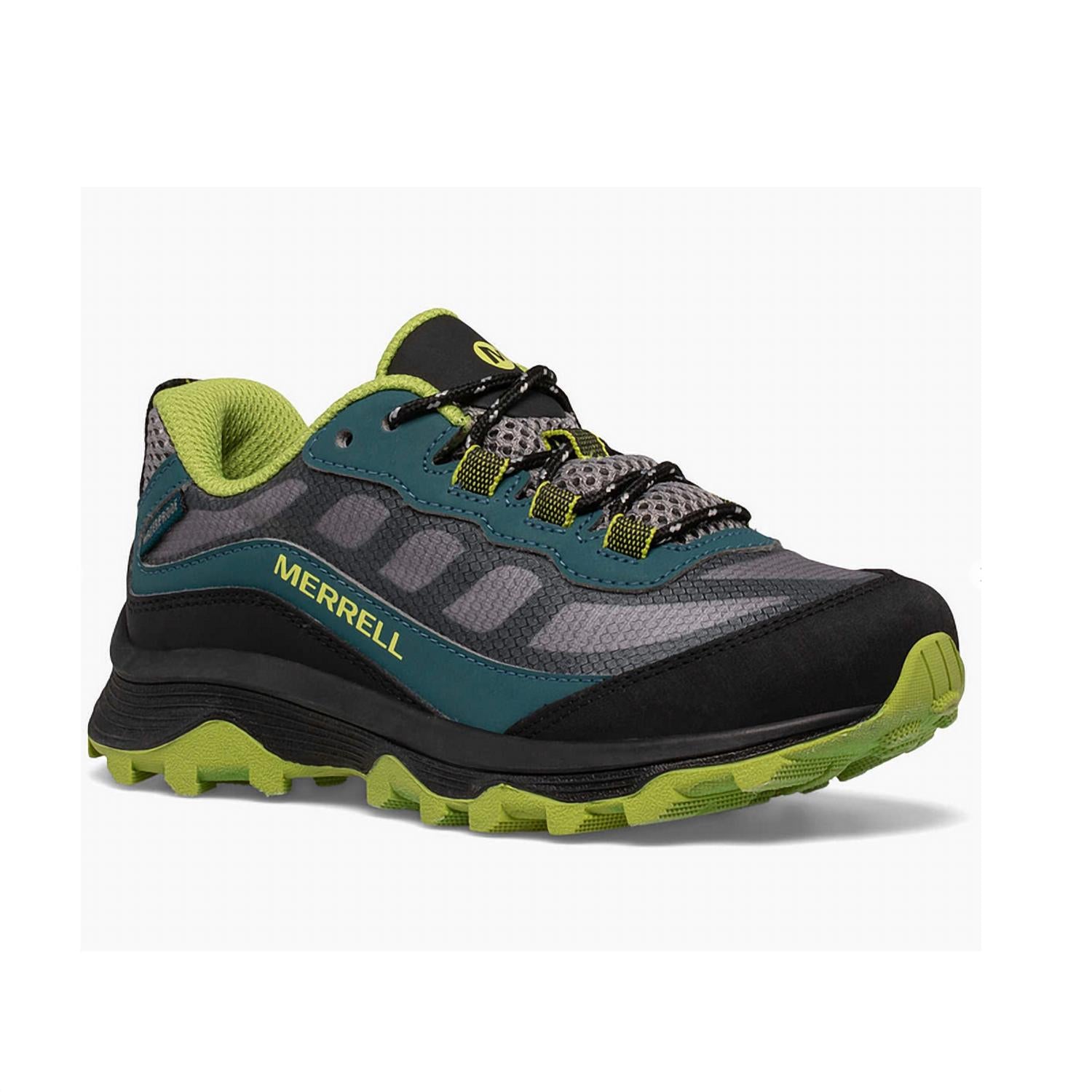 MERRELL Big Kid's Moab Speed Low Waterproof Hybrid Sneaker in deep green black - kids' sneaker