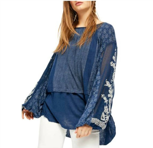 Free People - Indigo Dreams Embroidered Tunic