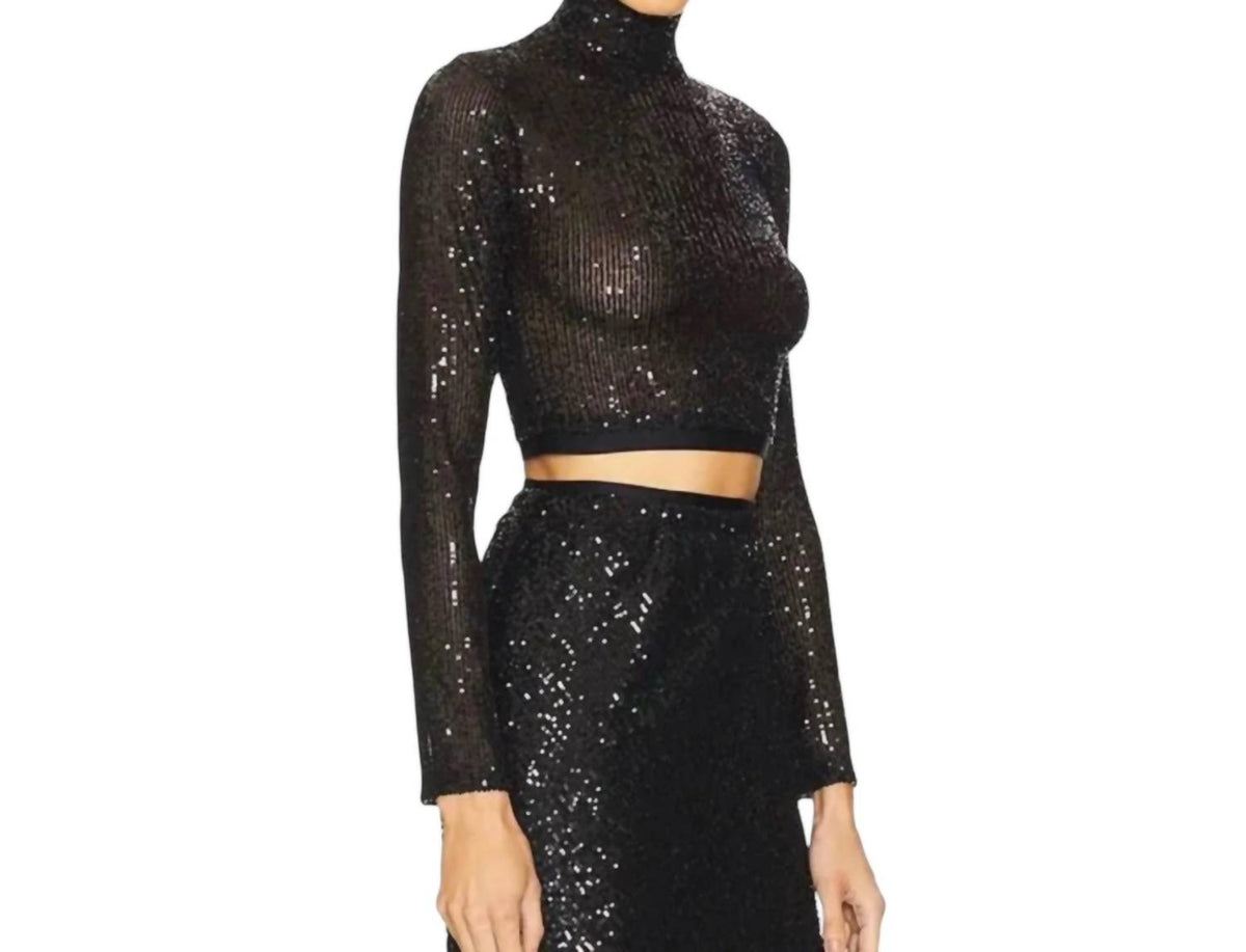 Enza Costa - Sequin Cropped Mockneck Top