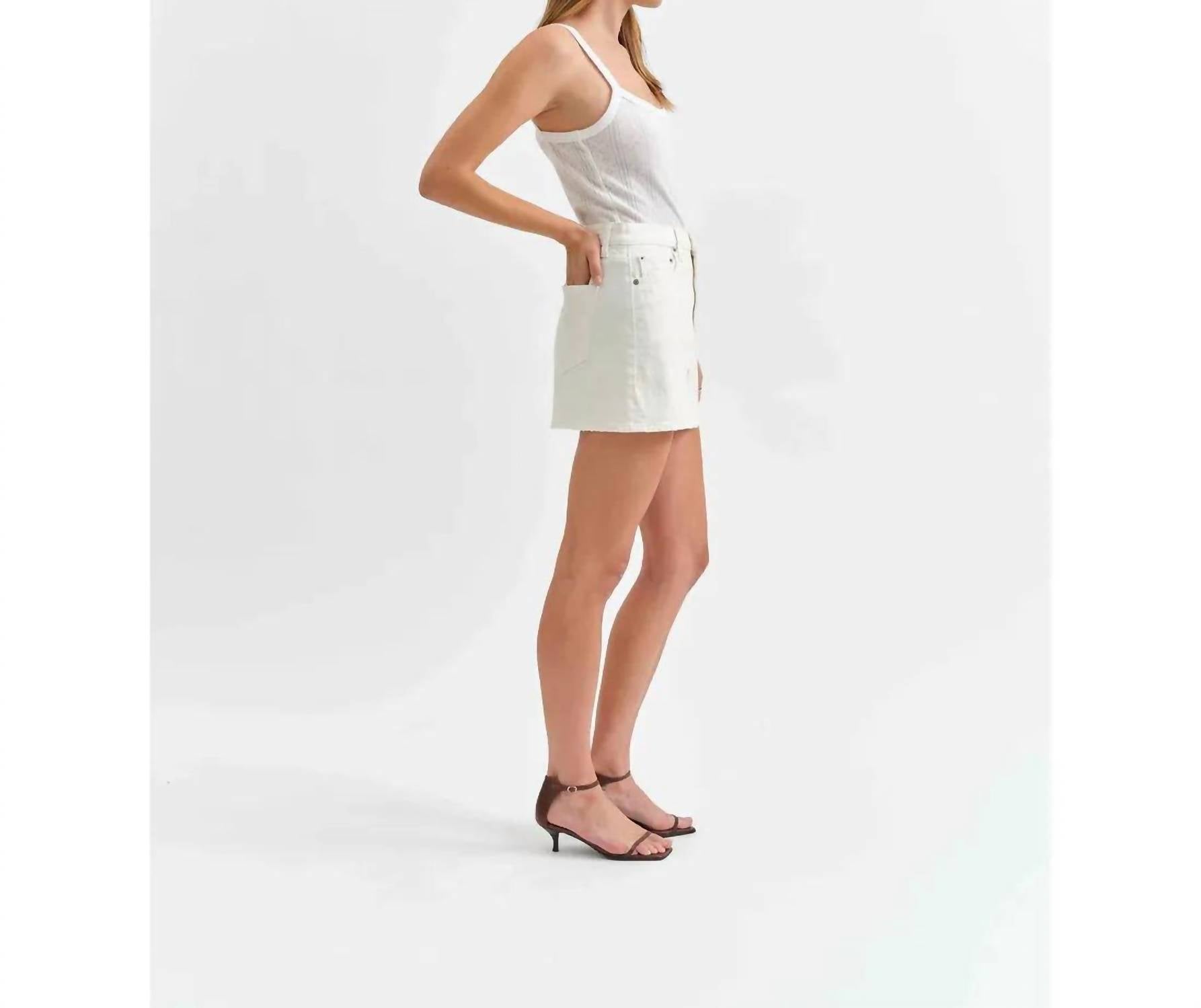 DAZE Malibu Mini Denim Skirt in white - women's skirt - alternate view