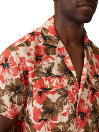 Faherty Short Sleeve Reserve Basque Camp Shirt in wildwood poppy - men's shirt - alternate view