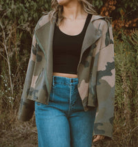 Miss Me Cutie Long Sleeve Zip Up Jacket in camo - women's jacket