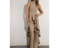 Mulla - Eva Hi-Low Hem Dressy Top and Pleated Pants Set