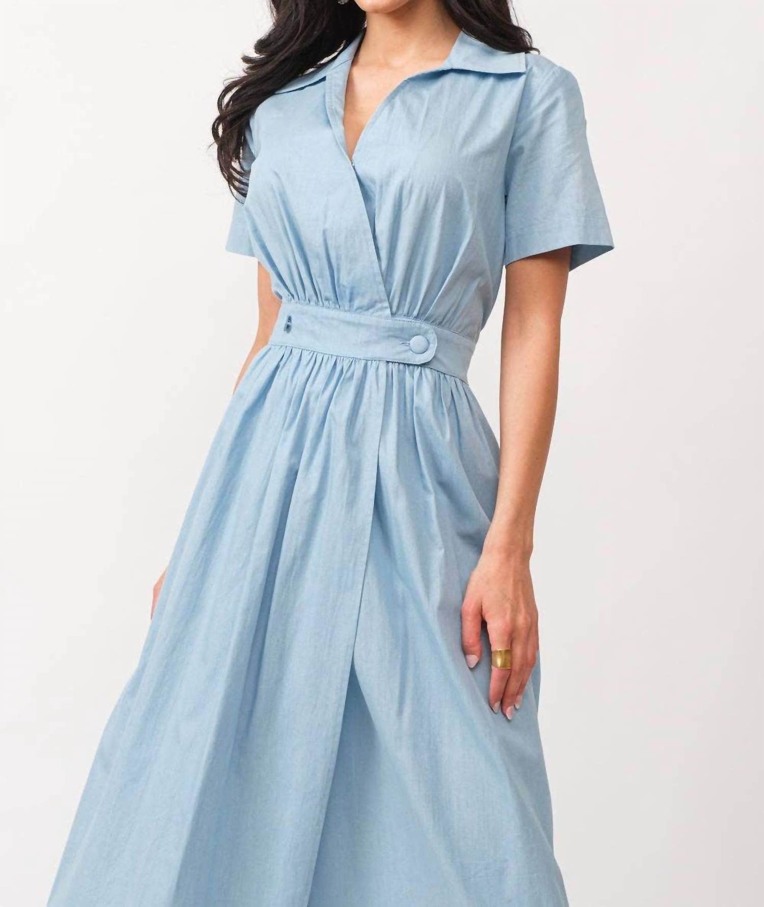 Tea & Cup - Short Sleeve A-line Midi Dress