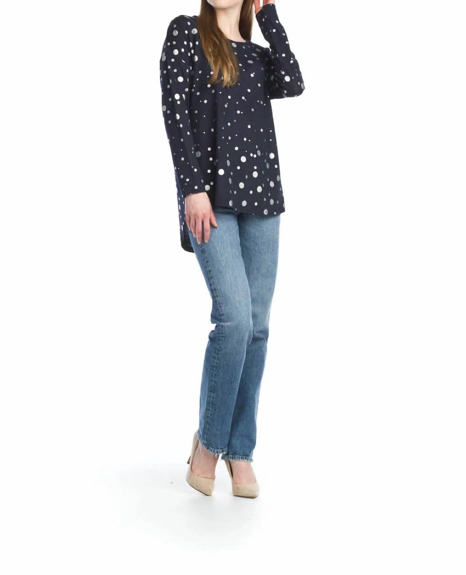 Papillon - Knit High Low Sweater With Glitter Polka Dots