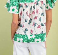 Gigio - Mixed Print Short Sleeve Top