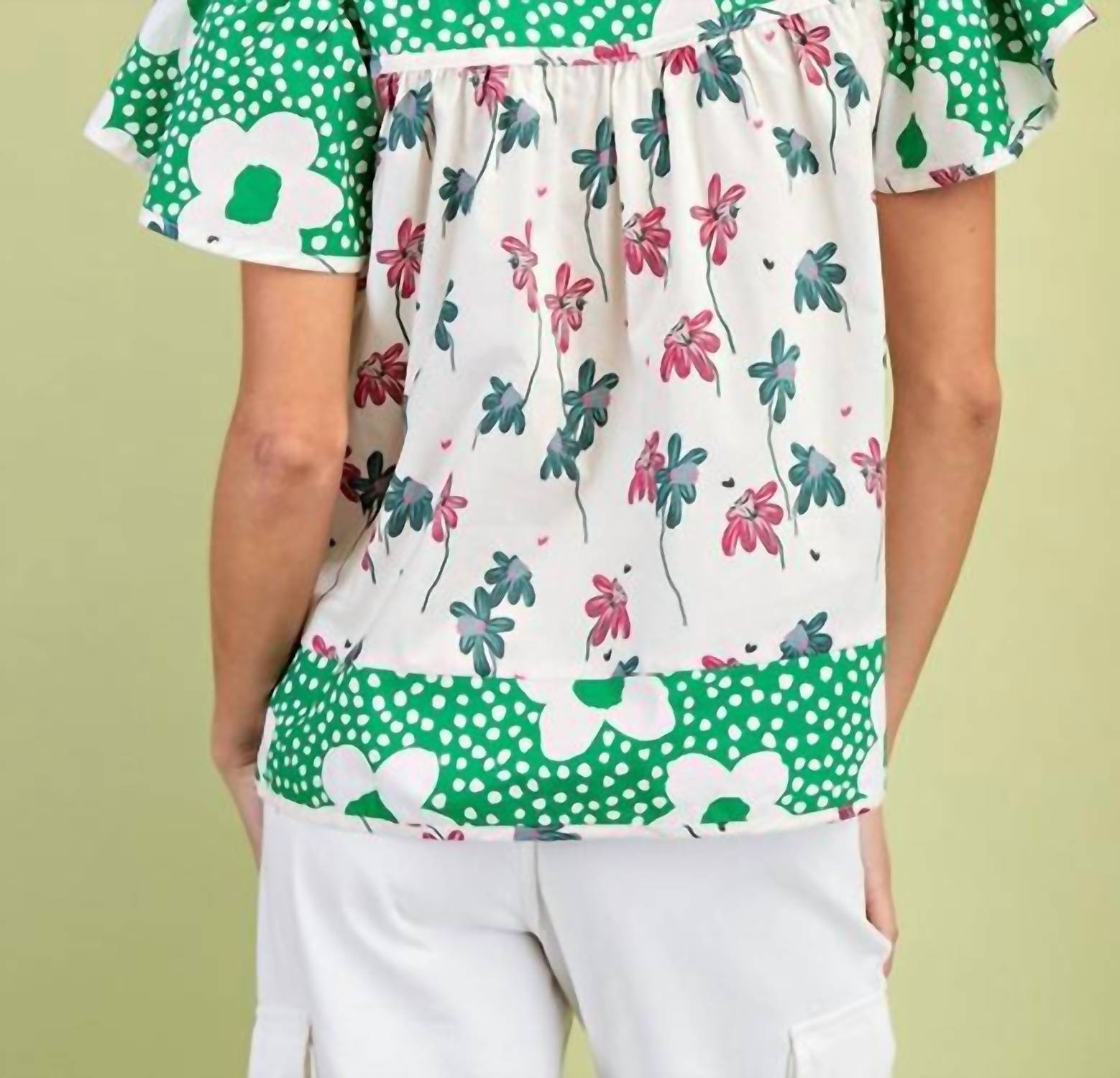 Gigio - Mixed Print Short Sleeve Top
