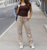 Grace and Lace Women's Sueded Twill Cargo Pants in khaki - women's pants - view 6