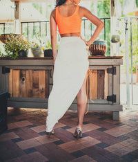 Surelymine - Laced Up Color Block Maxi Skirt Set